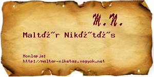 Maltár Nikétás névjegykártya